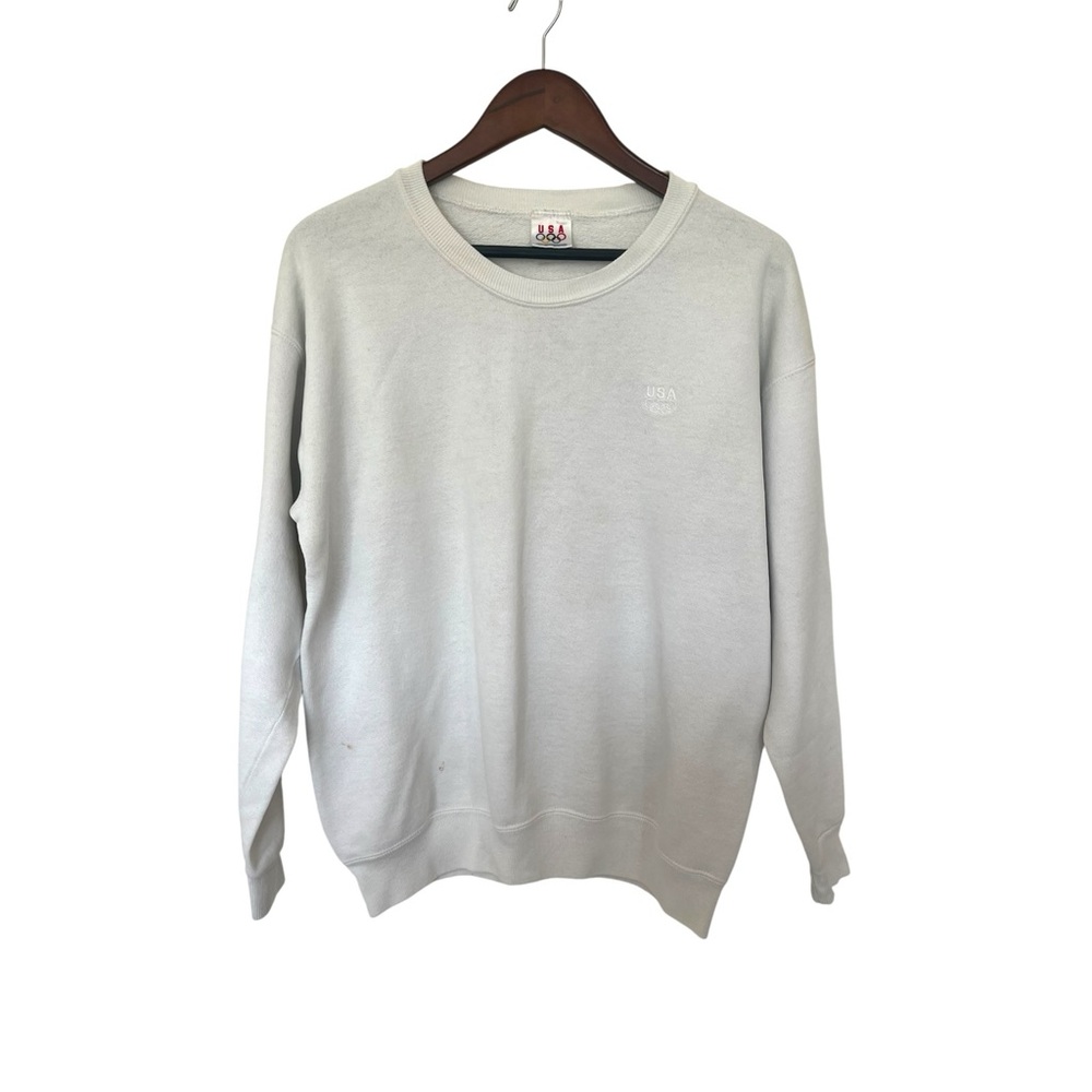 Team USA Olympic Sweatshirt JCPenney White Crewneck USA Medium  Adult Stained